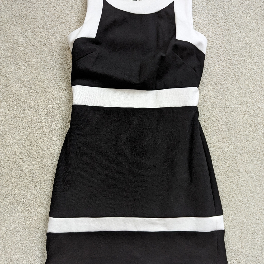 WHBM Black and White Colorblock Sheath Dress
